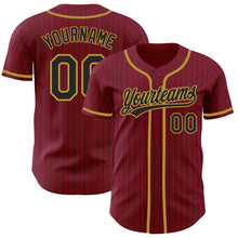 Load image into Gallery viewer, Custom Crimson Black Pinstripe Old Gold Authentic Baseball Jersey