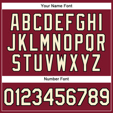 Load image into Gallery viewer, Custom Crimson Cream Pinstripe Black Authentic Baseball Jersey