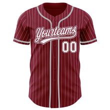 Load image into Gallery viewer, Custom Crimson White Pinstripe Gray Authentic Baseball Jersey