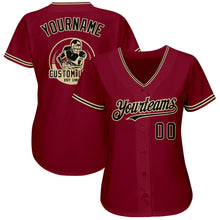 Load image into Gallery viewer, Custom Crimson Black-City Cream Authentic Baseball Jersey
