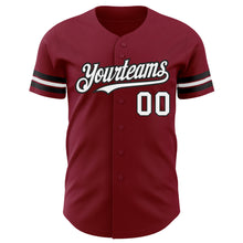 Load image into Gallery viewer, Custom Crimson White-Black Authentic Baseball Jersey