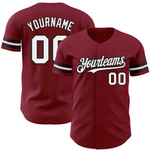 Load image into Gallery viewer, Custom Crimson White-Black Authentic Baseball Jersey
