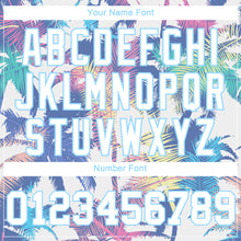 Load image into Gallery viewer, Custom Women's White White-Light Blue Hawaii Palm Trees 3D V-Neck Cropped Baseball Jersey