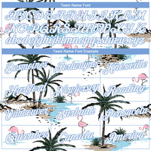 Load image into Gallery viewer, Custom Women's White White-Light Blue Hawaii Palm Trees 3D V-Neck Cropped Baseball Jersey