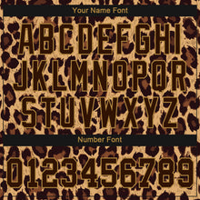 Load image into Gallery viewer, Custom Women's Brown Brown-Old Gold Leopard 3D V-Neck Cropped Baseball Jersey