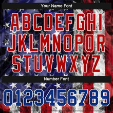 Load image into Gallery viewer, Custom Women's White Royal-Red American Flag Fashion 3D V-Neck Cropped Baseball Jersey