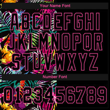 Load image into Gallery viewer, Custom Women's Black Black-Pink Tropical Palm Leaves 3D V-Neck Cropped Baseball Jersey