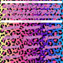 Load image into Gallery viewer, Custom Women's Purple Pink-Light Blue Leopard 3D V-Neck Cropped Baseball Jersey