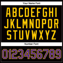 Load image into Gallery viewer, Custom Women's Black Purple-Gold V-Neck Cropped Baseball Jersey