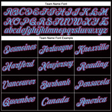 Load image into Gallery viewer, Custom Women's Black Pink-Light Blue V-Neck Cropped Baseball Jersey