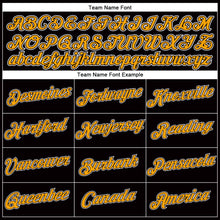 Load image into Gallery viewer, Custom Women's Black Gold-White V-Neck Cropped Baseball Jersey