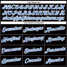 Load image into Gallery viewer, Custom Women's Black Light Blue-White V-Neck Cropped Baseball Jersey