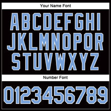 Load image into Gallery viewer, Custom Women's Black Light Blue-White V-Neck Cropped Baseball Jersey