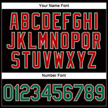 Load image into Gallery viewer, Custom Women's Black Kelly Green Red-White V-Neck Cropped Baseball Jersey