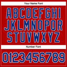 Load image into Gallery viewer, Custom Women's Red Royal-White V-Neck Cropped Baseball Jersey