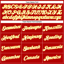 Load image into Gallery viewer, Custom Women's Red White-Gold V-Neck Cropped Baseball Jersey