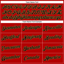 Load image into Gallery viewer, Custom Women's Red Black-Old Gold V-Neck Cropped Baseball Jersey