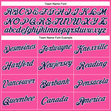 Load image into Gallery viewer, Custom Women's Pink Navy-White V-Neck Cropped Baseball Jersey