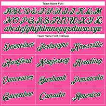 Load image into Gallery viewer, Custom Women's Pink Green-White V-Neck Cropped Baseball Jersey