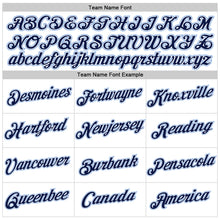 Load image into Gallery viewer, Custom Women's White Navy-Light Blue V-Neck Cropped Baseball Jersey