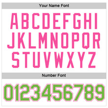 Load image into Gallery viewer, Custom Women's White Neon Green-Pink V-Neck Cropped Baseball Jersey