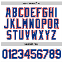 Load image into Gallery viewer, Custom Women's White Royal-Red V-Neck Cropped Baseball Jersey