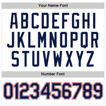 Load image into Gallery viewer, Custom Women's White Navy-Red V-Neck Cropped Baseball Jersey