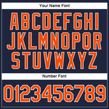 Load image into Gallery viewer, Custom Women's Navy Orange-White V-Neck Cropped Baseball Jersey