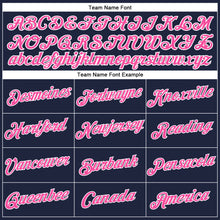 Load image into Gallery viewer, Custom Women's Navy Pink-White V-Neck Cropped Baseball Jersey