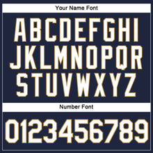 Load image into Gallery viewer, Custom Women's Navy White-Old Gold V-Neck Cropped Baseball Jersey