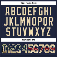 Load image into Gallery viewer, Custom Women's Navy Vintage USA Flag-Cream V-Neck Cropped Baseball Jersey