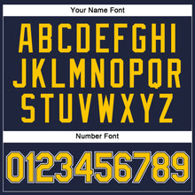 Load image into Gallery viewer, Custom Women's Navy Gold-White V-Neck Cropped Baseball Jersey