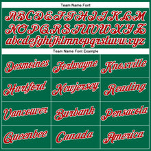 Load image into Gallery viewer, Custom Women's Kelly Green Red-White V-Neck Cropped Baseball Jersey