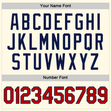 Load image into Gallery viewer, Custom Women's Cream Red-Navy V-Neck Cropped Baseball Jersey