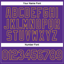 Load image into Gallery viewer, Custom Women's Purple Purple-Gold V-Neck Cropped Baseball Jersey