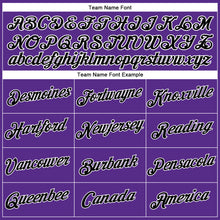 Load image into Gallery viewer, Custom Women's Purple Black-White V-Neck Cropped Baseball Jersey