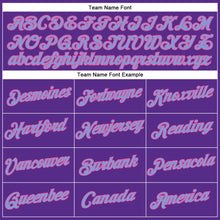 Load image into Gallery viewer, Custom Women's Purple Light Blue-Pink V-Neck Cropped Baseball Jersey