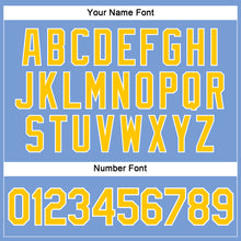 Load image into Gallery viewer, Custom Women's Light Blue Gold-White V-Neck Cropped Baseball Jersey