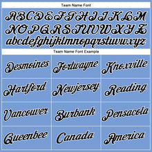 Load image into Gallery viewer, Custom Women's Light Blue Black-White V-Neck Cropped Baseball Jersey