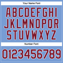 Load image into Gallery viewer, Custom Women's Light Blue Crimson-White V-Neck Cropped Baseball Jersey