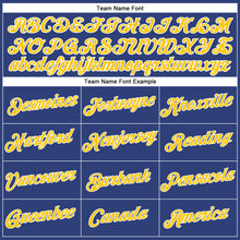 Load image into Gallery viewer, Custom Women's Royal Gold-White V-Neck Cropped Baseball Jersey