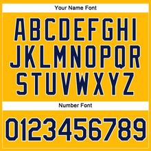 Load image into Gallery viewer, Custom Women's Gold Navy-White V-Neck Cropped Baseball Jersey