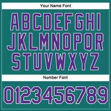 Load image into Gallery viewer, Custom Women's Aqua Purple-White V-Neck Cropped Baseball Jersey