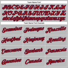 Load image into Gallery viewer, Custom Women's Gray Red-Navy V-Neck Cropped Baseball Jersey