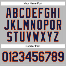 Load image into Gallery viewer, Custom Women's Gray Navy-Orange V-Neck Cropped Baseball Jersey