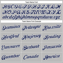 Load image into Gallery viewer, Custom Women's Gray Navy-White V-Neck Cropped Baseball Jersey