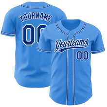 Load image into Gallery viewer, Custom Electric Blue Royal-White Authentic Baseball Jersey