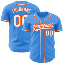 Load image into Gallery viewer, Custom Electric Blue White-Orange Authentic Baseball Jersey