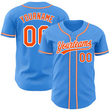 Load image into Gallery viewer, Custom Electric Blue Orange-White Authentic Baseball Jersey