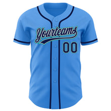 Load image into Gallery viewer, Custom Electric Blue Navy Gray-Teal Authentic Baseball Jersey